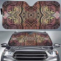 Polynesian Symmetry Car Sun Shade Auto Sun Shade Universal Fit White Brown - Polynesian Pride