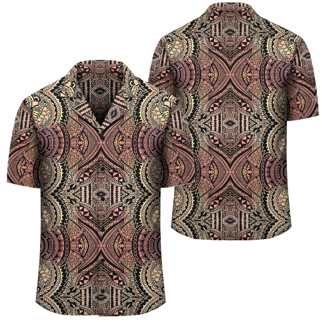 Polynesian Symmetry Brown Hawaiian Shirt Unisex Black - Polynesian Pride