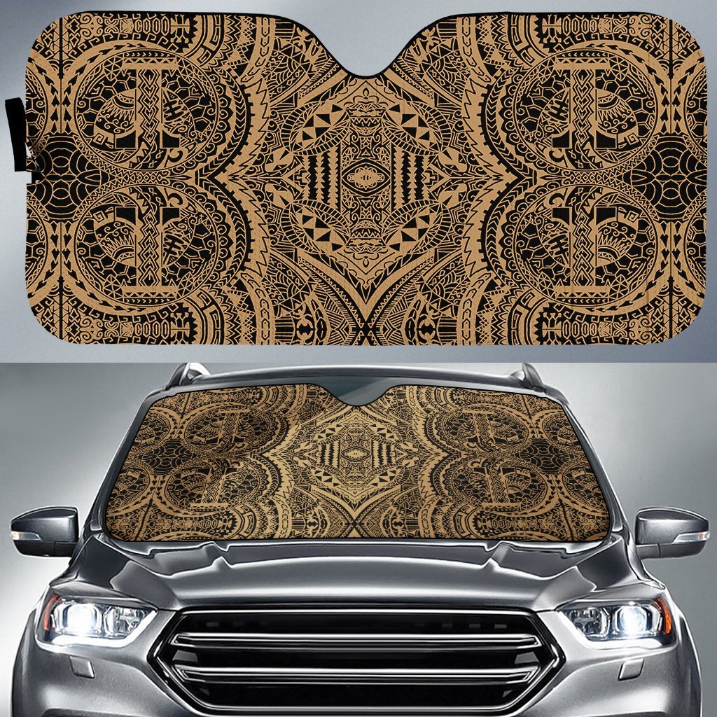 Polynesian Symmetry Car Sun Shade Auto Sun Shade Universal Fit Gold - Polynesian Pride