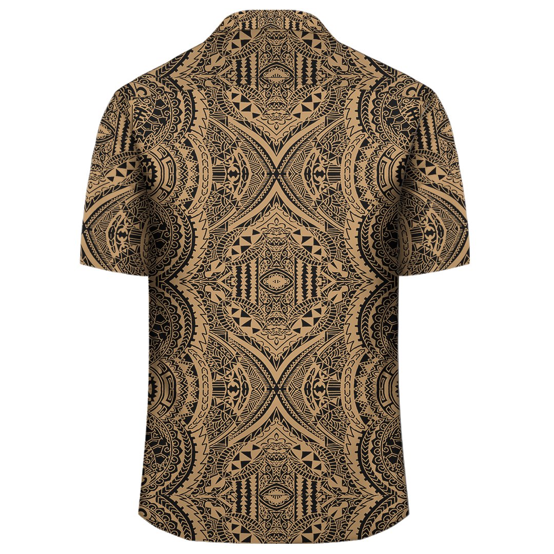 Polynesian Symmetry Gold Hawaiian Shirt - Polynesian Pride