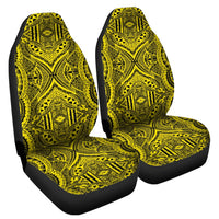 Polynesian Symmetry Yellow Car Seat Cover Universal Fit Yellow - Polynesian Pride