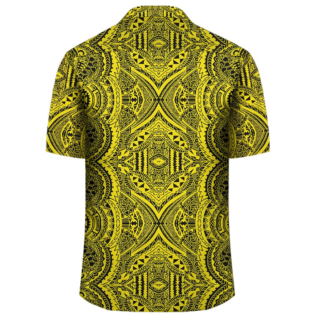 Polynesian Symmetry Yellow Hawaiian Shirt - Polynesian Pride