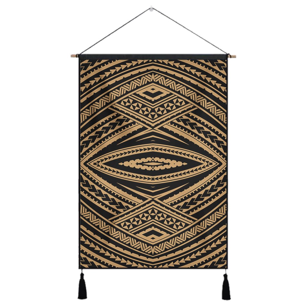 Polynesian Tatau Gold Hanging Poster - AH Hanging Poster 43 x 65 cm Cotton And Linen - Polynesian Pride