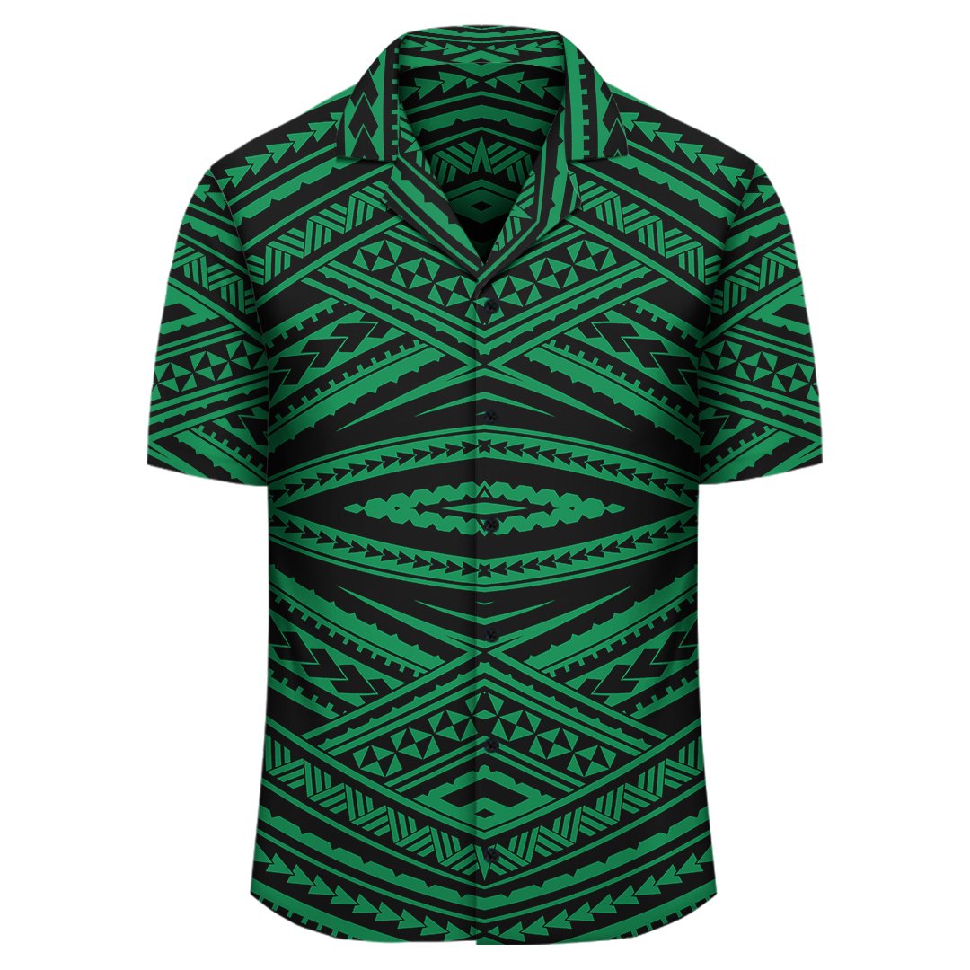 Polynesian Tatau Green Hawaiian Shirt - Polynesian Pride
