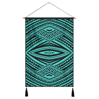 Polynesian Tatau Turquoise Hanging Poster - AH Hanging Poster 43 x 65 cm Cotton And Linen - Polynesian Pride