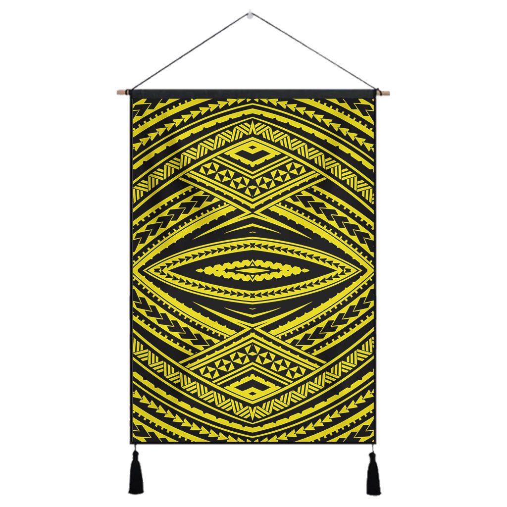 Polynesian Tatau Yellow Hanging Poster - AH Hanging Poster 43 x 65 cm Cotton And Linen - Polynesian Pride