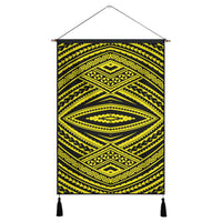 Polynesian Tatau Yellow Hanging Poster - AH Hanging Poster 43 x 65 cm Cotton And Linen - Polynesian Pride