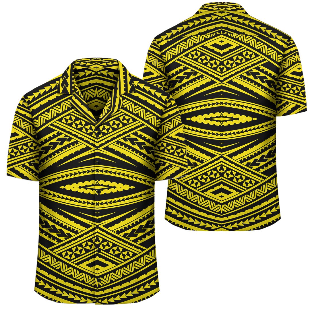 Polynesian Tatau Yellow Hawaiian Shirt Unisex Black - Polynesian Pride