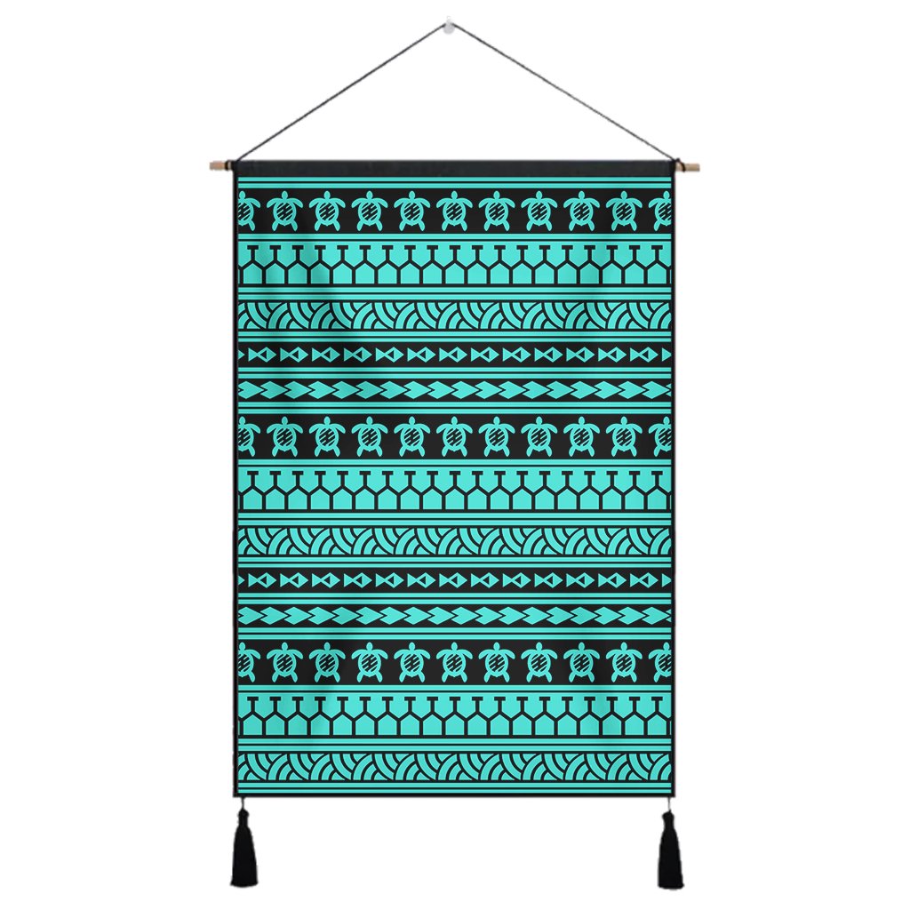 Polynesian Tattoo Tribal Turquoise Hanging Poster - AH Hanging Poster 43 x 65 cm Cotton And Linen - Polynesian Pride