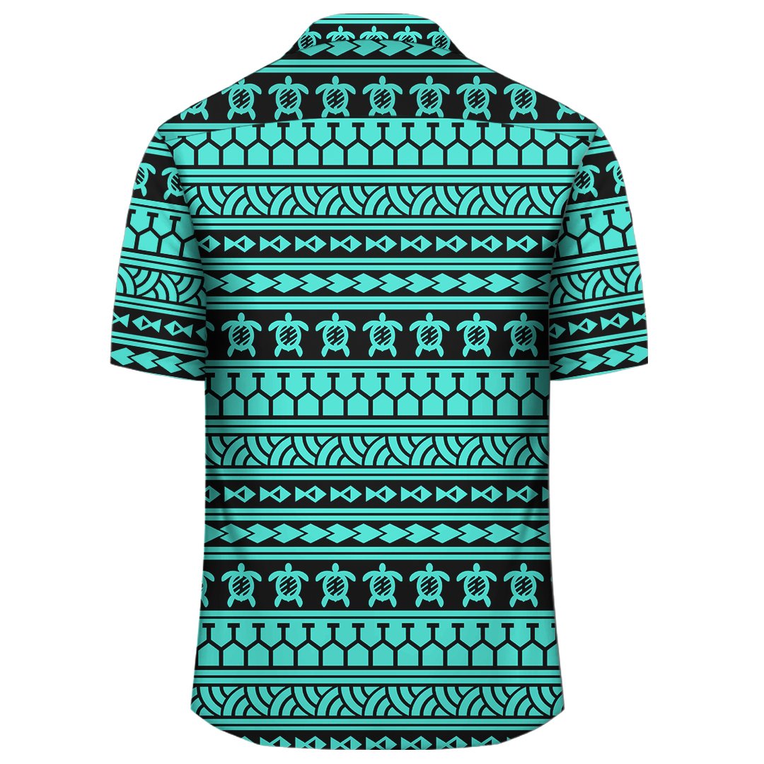 Polynesian Tattoo Tribal Turquoise Hawaiian Shirt - Polynesian Pride