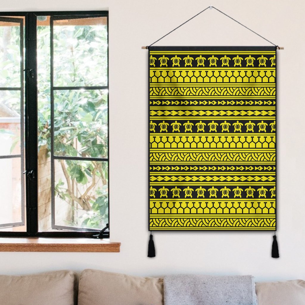 Polynesian Tattoo Tribal Yellow Hanging Poster - AH Hanging Poster 50 x 75 cm Cotton And Linen - Polynesian Pride