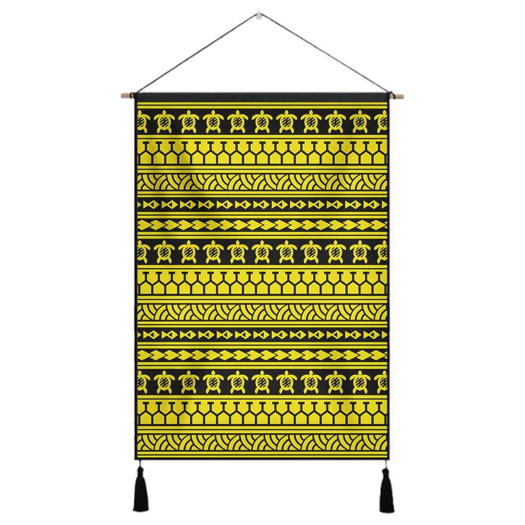 Polynesian Tattoo Tribal Yellow Hanging Poster - AH Hanging Poster 43 x 65 cm Cotton And Linen - Polynesian Pride