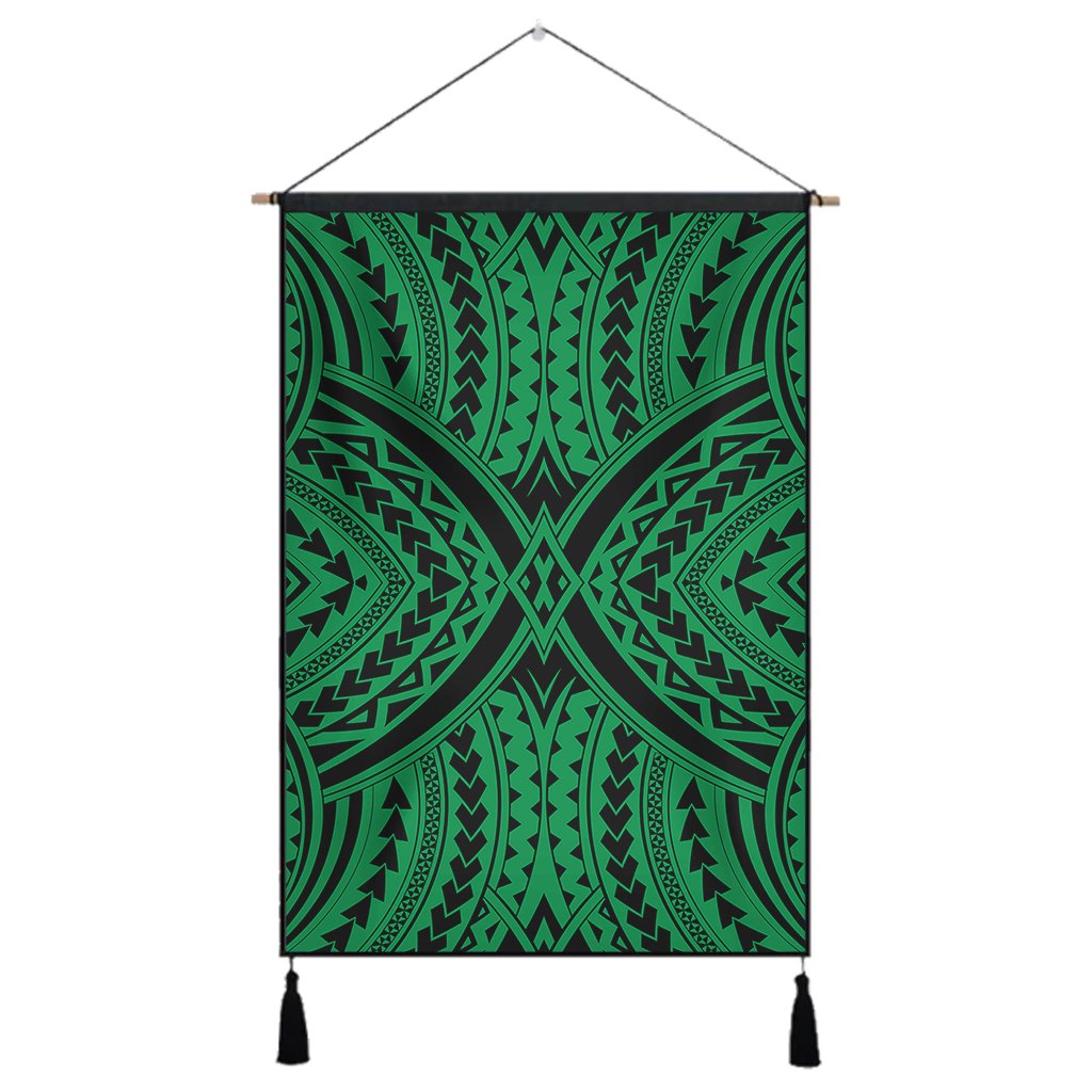 Polynesian Tradition Green Hanging Poster - AH Hanging Poster 43 x 65 cm Cotton And Linen - Polynesian Pride