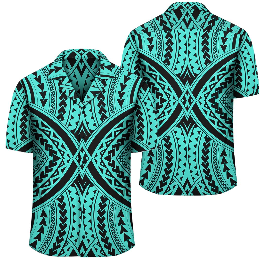 Polynesian Tradition Turquoise Hawaiian Shirt Unisex Black - Polynesian Pride