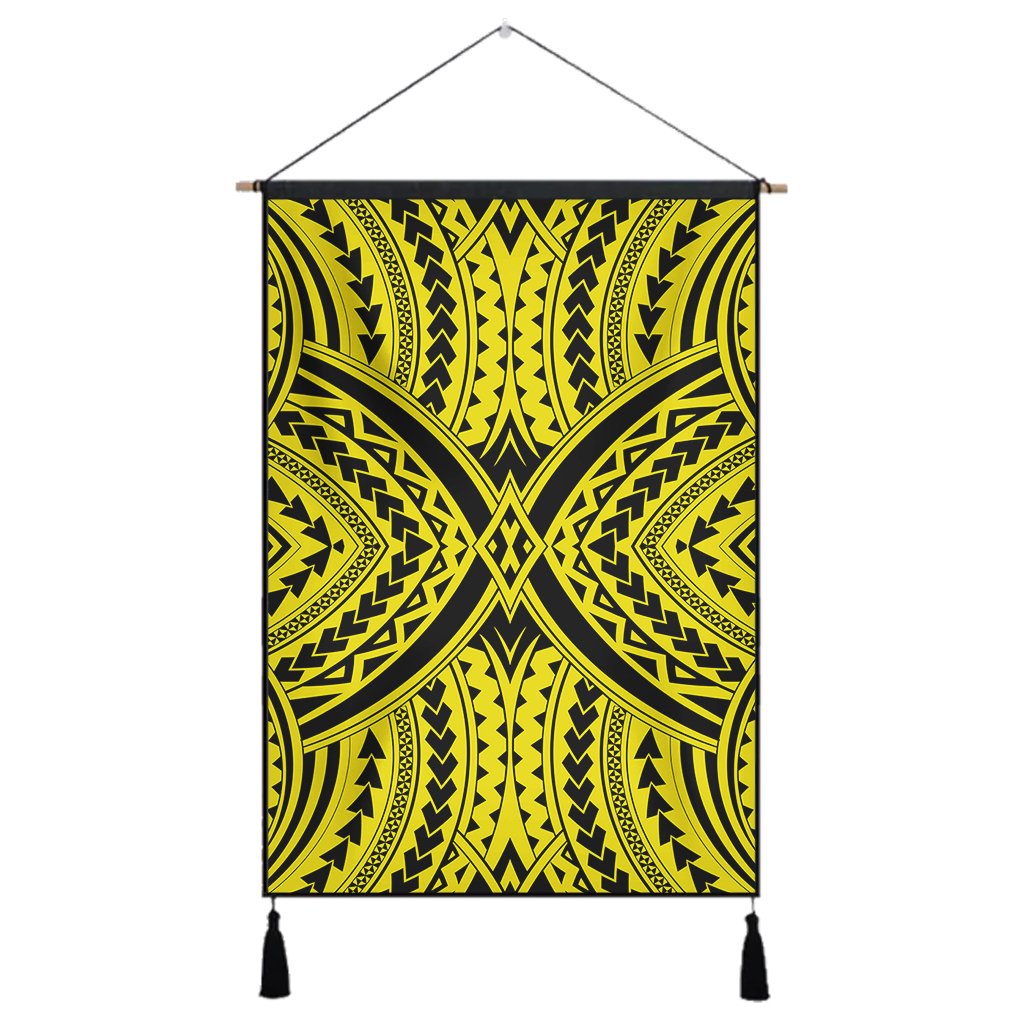 Polynesian Tradition Yellow Hanging Poster - AH Hanging Poster 43 x 65 cm Cotton And Linen - Polynesian Pride