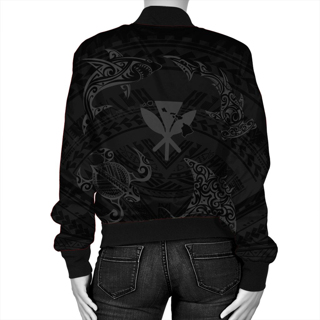 Polynesian Turtle Hammerhead Shark Ray Kanaka Hawaii Bomber Jacket Circle Grey - AH - Polynesian Pride