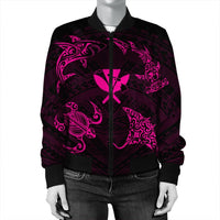 Polynesian Turtle Hammerhead Shark Ray Kanaka Hawaii Bomber Jacket Circle Pink - AH - Polynesian Pride