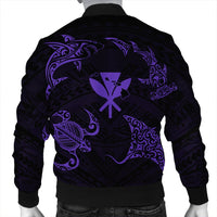 Polynesian Turtle Hammerhead Shark Ray Kanaka Hawaii Bomber Jacket Circle Purple - AH - Polynesian Pride