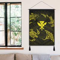 Polynesian Turtle Hammerhead Shark Ray Kanaka Hawaii Hanging Poster Circle Yellow - AH - Polynesian Pride