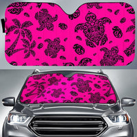 Polynesian Turtle Palm And Sea Pebbles Car Sun Shade Auto Sun Shade Universal Fit Pink - Polynesian Pride