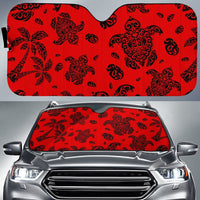 Polynesian Turtle Palm And Sea Pebbles Car Sun Shade Auto Sun Shade Universal Fit Red - Polynesian Pride