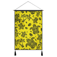 Polynesian Turtle Palm And Sea Pebbles Yellow Hanging Poster - AH Hanging Poster 43 x 65 cm Cotton And Linen - Polynesian Pride