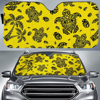 Polynesian Turtle Palm And Sea Pebbles Car Sun Shade Auto Sun Shade Universal Fit Yellow - Polynesian Pride