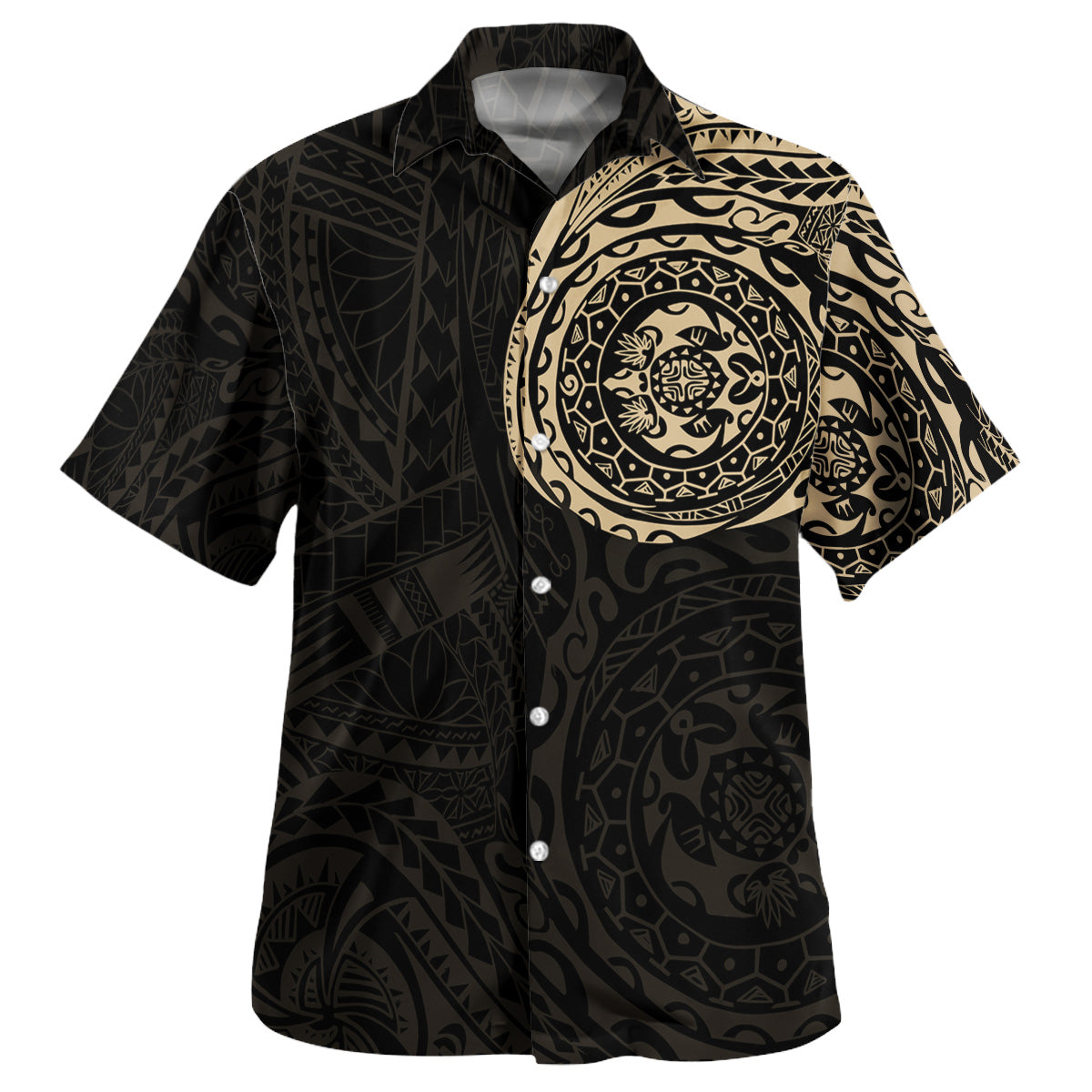Polynesian Hawaiian Shirt - Polynesian Tattoo Style Version 2 Gold Gold - Polynesian Pride