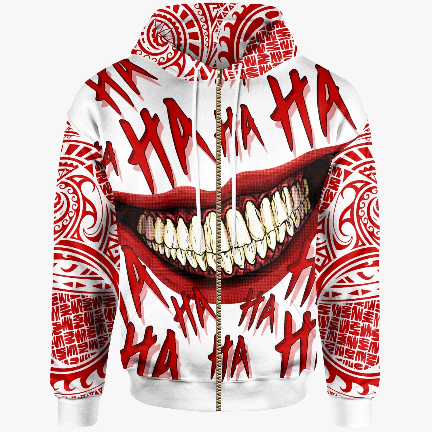 Polynesian Zip up Hoodie Funny Style Special Version White Unisex Red - Polynesian Pride