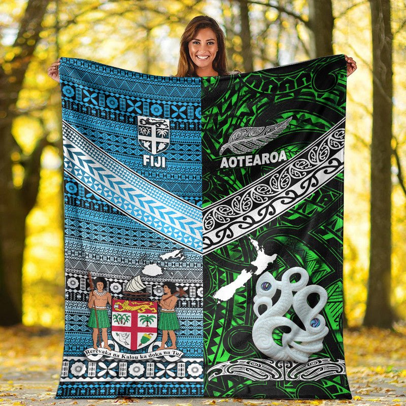 New Zealand And Fiji Premium Blanket Together - Green LT8 - Polynesian Pride