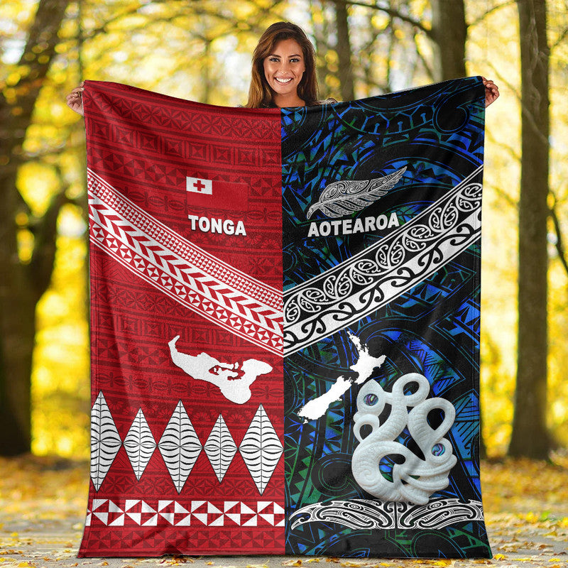 New Zealand And Tonga Premium Blanket Together - Blue LT8 - Polynesian Pride
