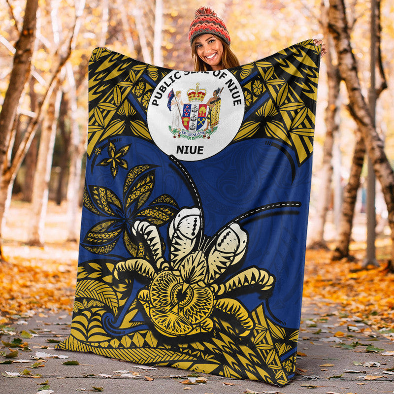 Niue Uga Premium Blanket Tribal Patterns Blue Style LT6 - Polynesian Pride
