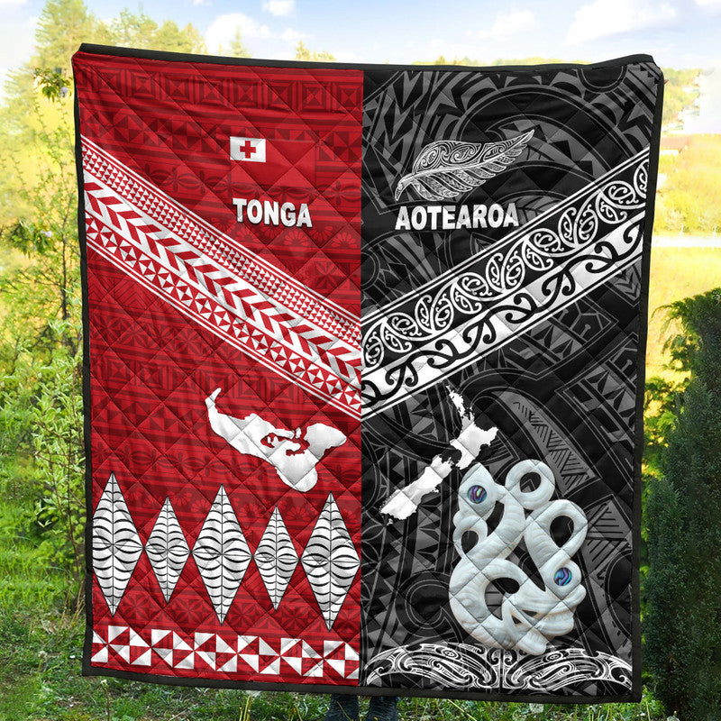 New Zealand And Tonga Premium Quilt Together - Black LT8 - Polynesian Pride