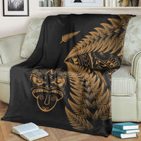 New Zealand Haka Rugby Maori Premium Blanket Silver Fern Vibes - Gold LT8 - Polynesian Pride