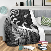 New Zealand Rugby Maori Premium Blanket Silver Fern Koru Vibes - Black LT8 - Polynesian Pride