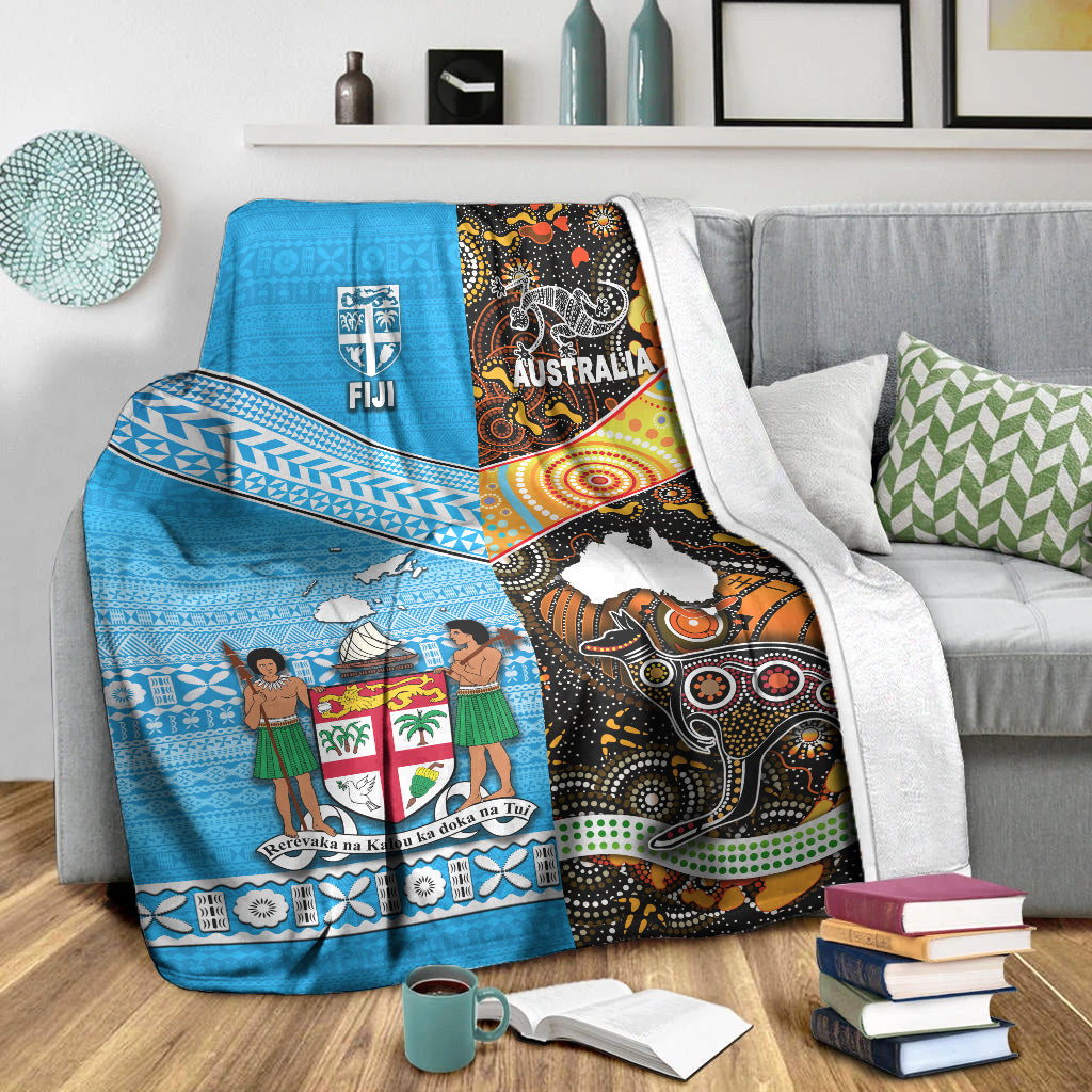 Australia Aboriginal And Fiji Tapa Premium Blanket Together LT8 - Polynesian Pride