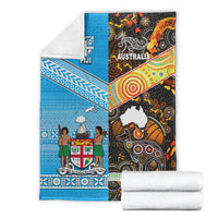 Australia Aboriginal And Fiji Tapa Premium Blanket Together LT8 - Polynesian Pride