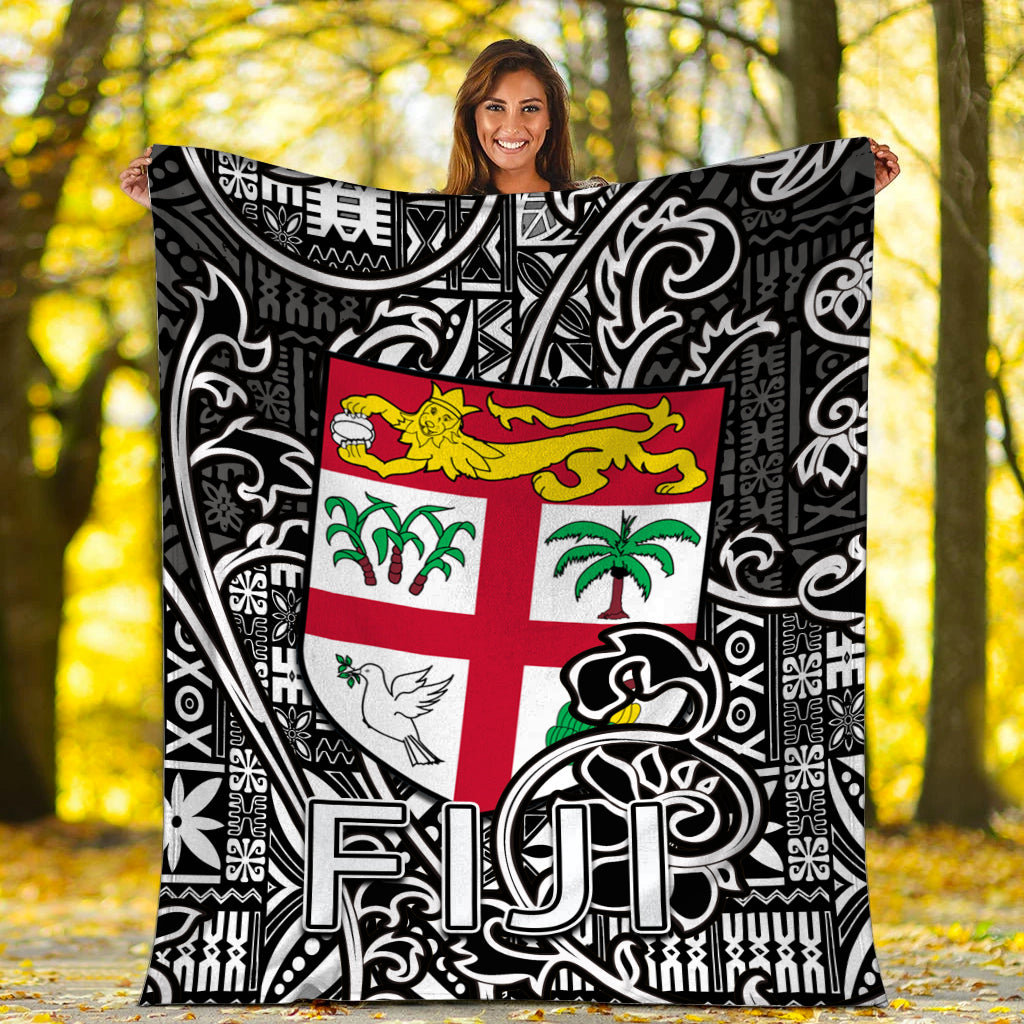 Fiji Premium Blanket Tapa Patterns White And Black Style LT6 - Polynesian Pride