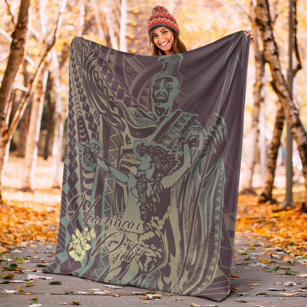 Hawaii Premium Blanket - King Of Hawaii With Hawaiian Girls Brown Version - Polynesian Pride
