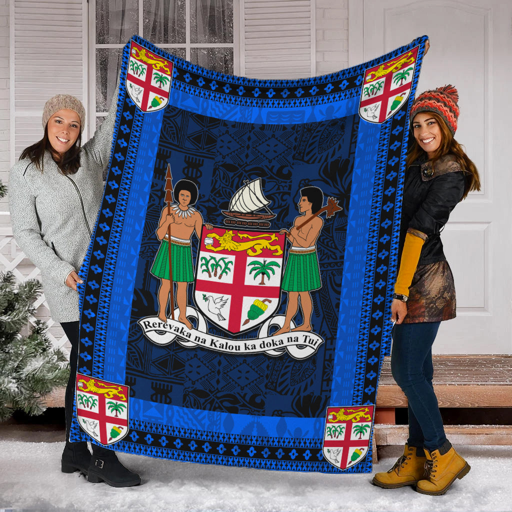 Fiji Premium Blanket Blue And Black Style No.1 LT6 - Polynesian Pride