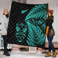 New Zealand Haka Rugby Maori Premium Quilt Silver Fern Vibes - Turquoise LT8 - Polynesian Pride