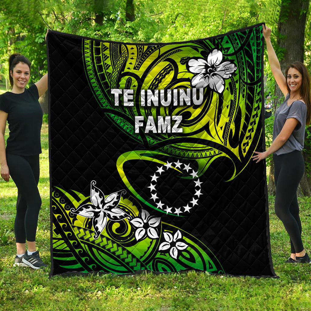TE INUINU FAMZ - Cook Islands Rugby Premium Quilt Unique Vibes - Green LT8 - Polynesian Pride