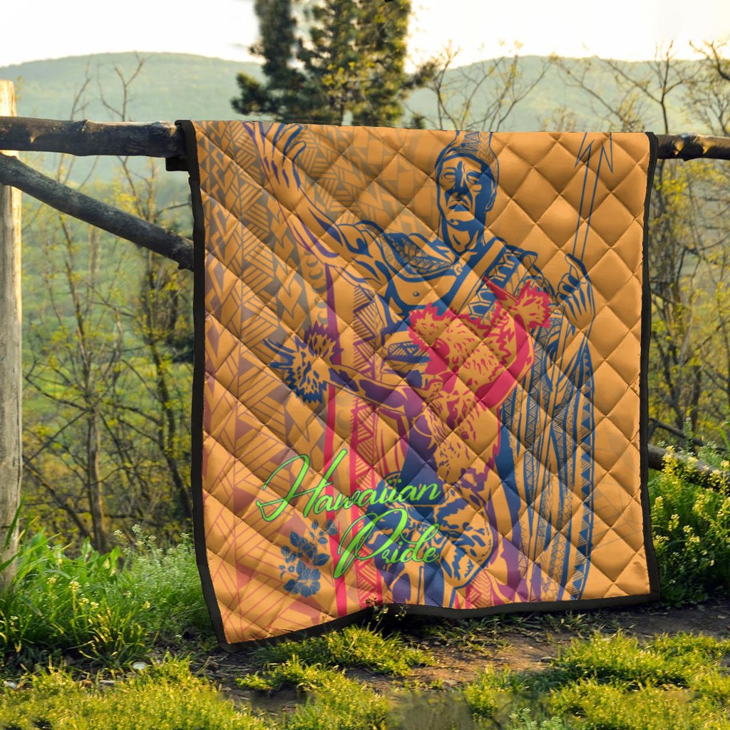 Hawaii Premium Quilt - King Of Hawaii With Hawaiian Girls - Polynesian Pride