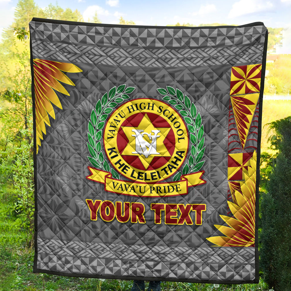 (Custom Personalised) Tonga Vava'u High School Premium Quilt Simplified Version - Grey LT8 - Polynesian Pride