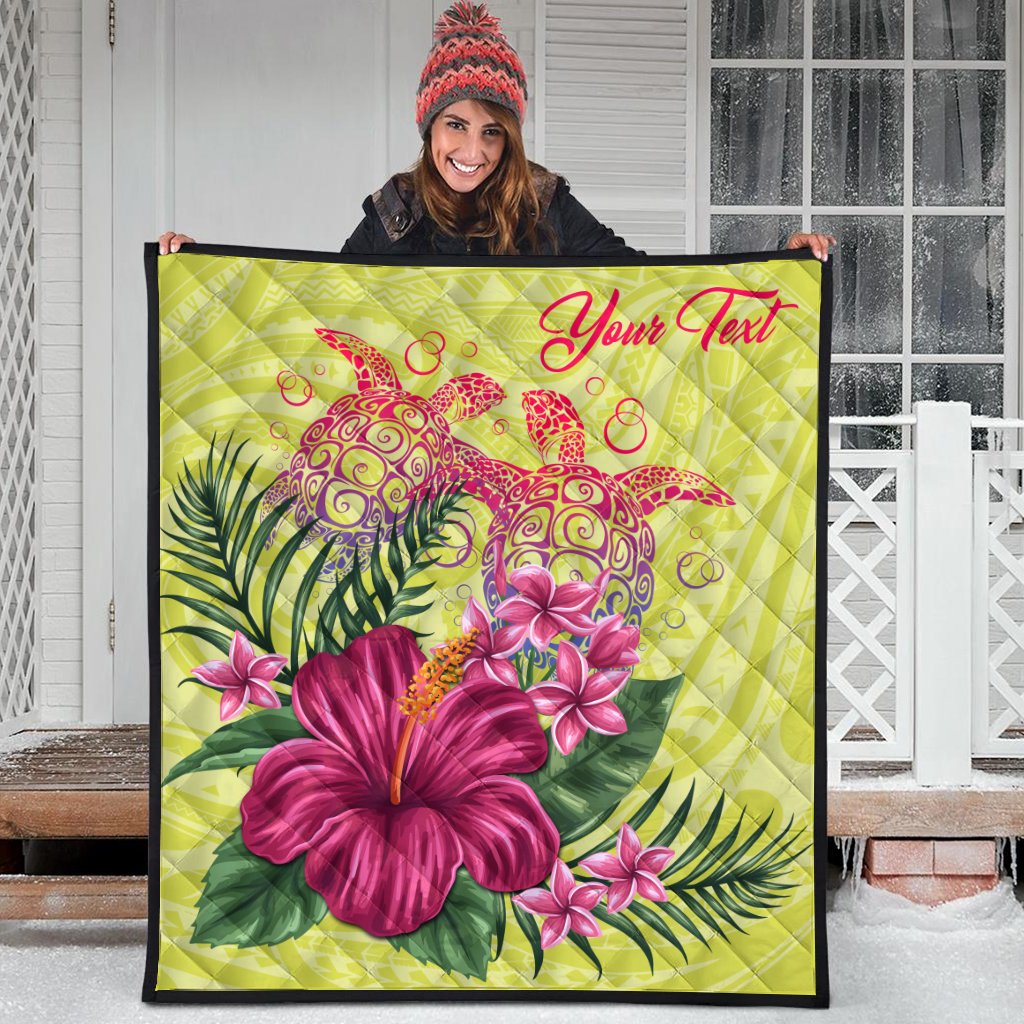 Personalized Hawaii Turtle Hibiscus Flower Polynesian Premium Quilt - Dulcie Style - AH - Polynesian Pride