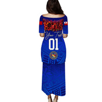 (Custom Personalised) Tonga Emancipation Day Puletaha Dress Independence Day - Unique Kahoa Heilala Flower - Blue LT8 - Polynesian Pride