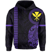 Polynesian Kakau Kanaka Flag of Hawaii Hoodie Purple - Polynesian Pride