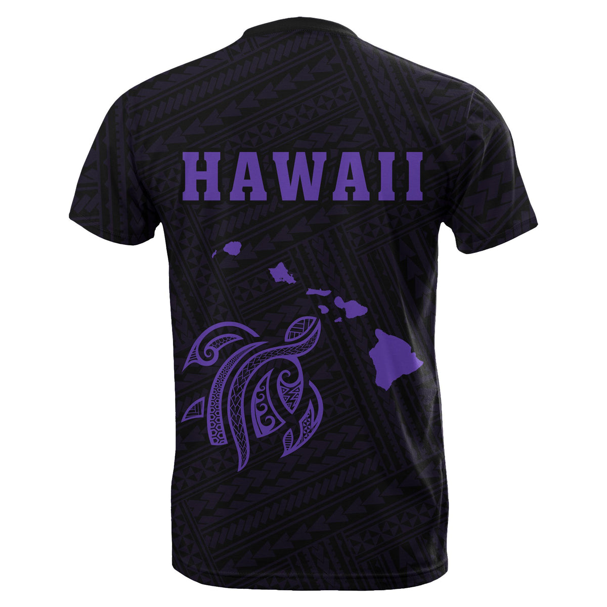 Hawaii Kakau Turtle Map T Shirt Purple - Polynesian Pride
