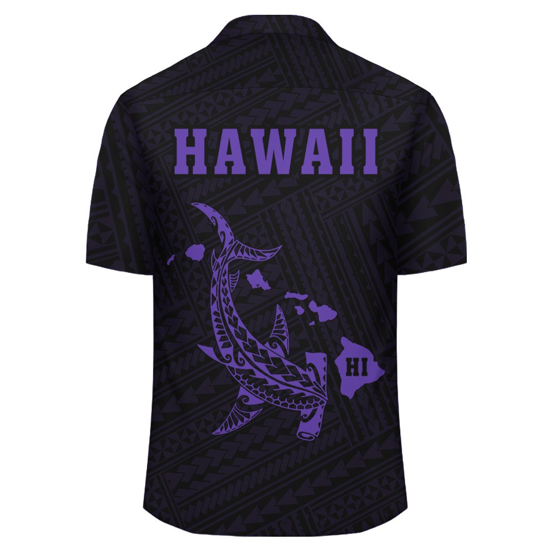 Kakau Polynesian Hammerhead Shark Map Hawaii Shirt - Purple - Polynesian Pride