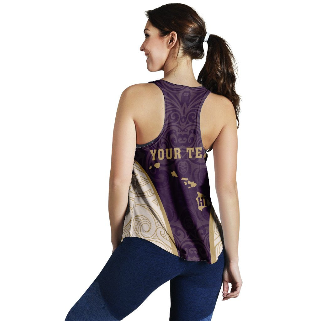 (Custom) Hawaii Kanaka Map Women's Racerback Tank Special Edition - James Style - Purple - Polynesian Pride